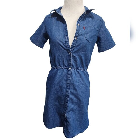 Levi's Chambray Button-Up Mini Dress - Womens XS or Girls L (12-13 yrs) - Picture 1 of 13